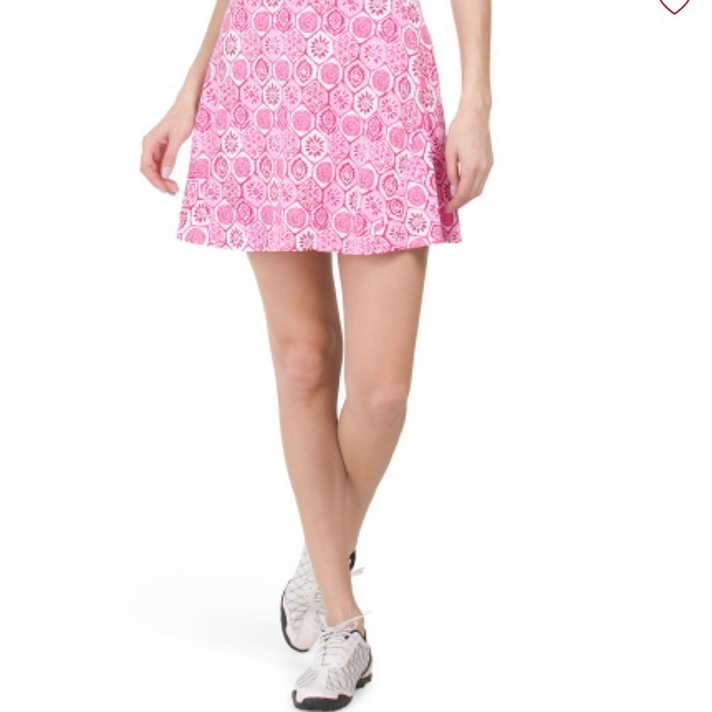 NWT Women’s IBKUL Pink Multi UPF 50 Polyester and Spandex Swing Golf Skort XL